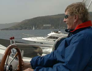 Rupert Moore at the helm of Sunkarla
