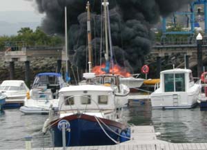 Fire at Conwy Marina